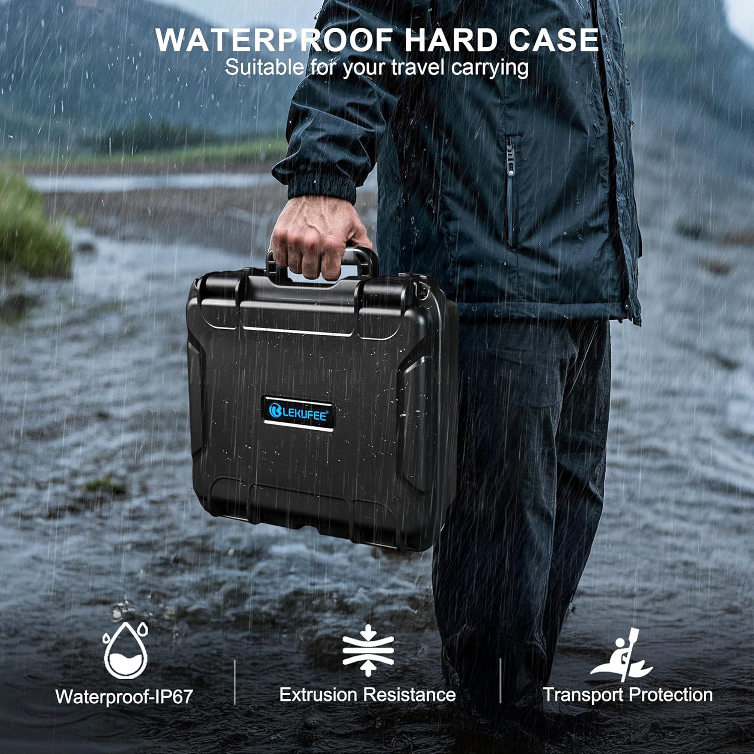 Lekufee Waterproof Hard Carrying Case for DJI RS 4 Mini, Combo, Gimbal Stabilizer, DJI Mic 3/2/Mic Mini, and More Accessories(Case Only)