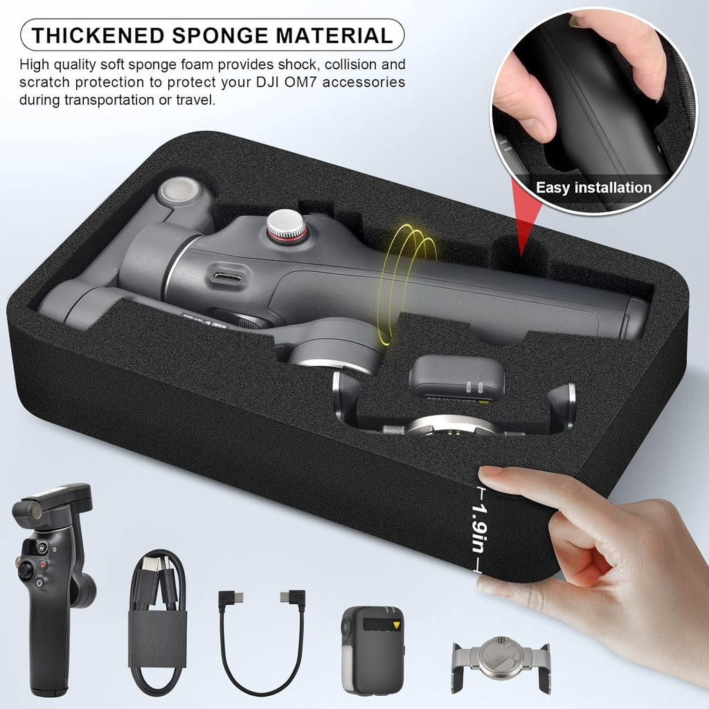 Comecase Osmo Mobile 7P Case Compatible with DJI Osmo OM 7 Pro/7 Gimbal Stabilizer, Travel Bag with Mesh Pocket & Sponge Padding for DJI Osmo Mobile 7/7P Accessories -Black