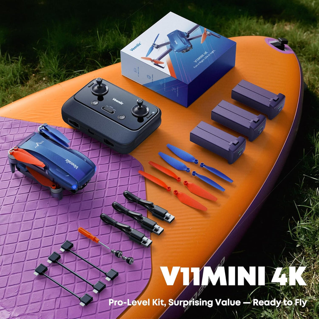 V11MINI 4K,Drones with Camera for Adults 4K Video 8K Photo,Under 249g,3-Axis Gimbal,20000ft FPV Transmission,Vertical Shooting,GPS with Beeper,for Adults,Beginner,Fly More Combo(96-Min Flight)