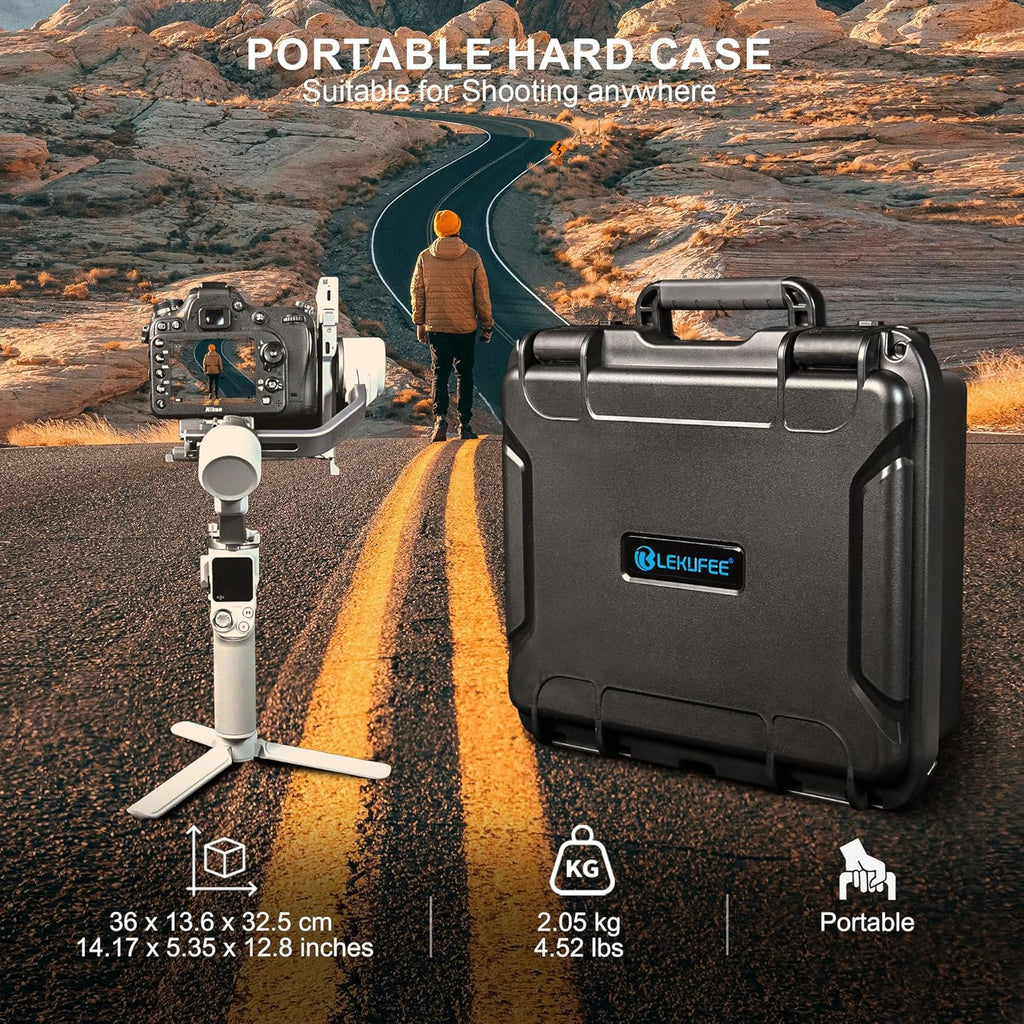 Lekufee Waterproof Hard Carrying Case for DJI RS 4 Mini, Combo, Gimbal Stabilizer, DJI Mic 3/2/Mic Mini, and More Accessories(Case Only)